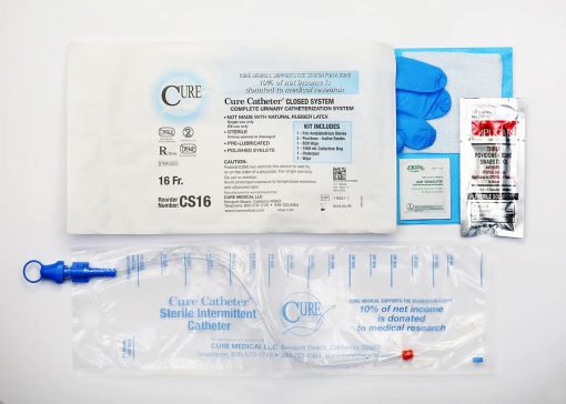 cure catheter closed system kit with insertion supplies