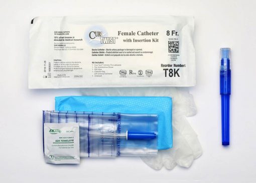 female catheter with insertion supplies kit cure twist